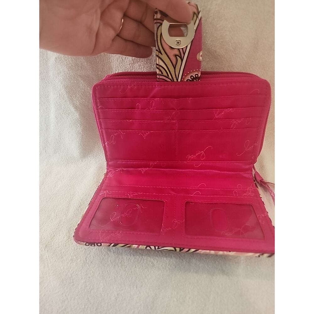 Vera Bradley Turnlock Large Pink Wallet Very Berry Paisley Storage Zip Clutch - Picture 2 of 5